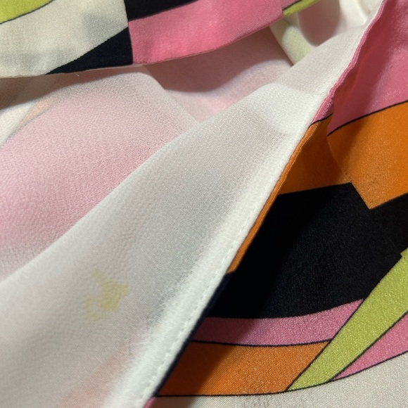 Talbots Vibrant Pink White Green Black Pop Art Abstract Silk Mini Skirt - Picture 4 of 4